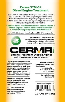 Cerma X 5qt.15W40motor oil with STM3 & 2oz diesel1to2.8 Ltr engine treatment