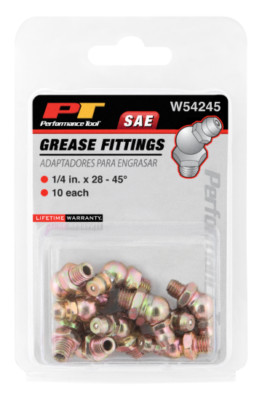 Performance Tool W54245 1/4'' x 28'' 45 Grease Fitting, (Pack of 10)