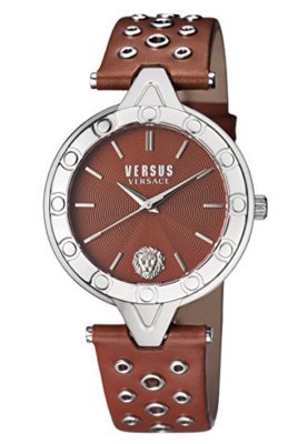 Versus by Versace Women's SCM040016 'V Versus Eyelet' Quartz Brown Leather Watch