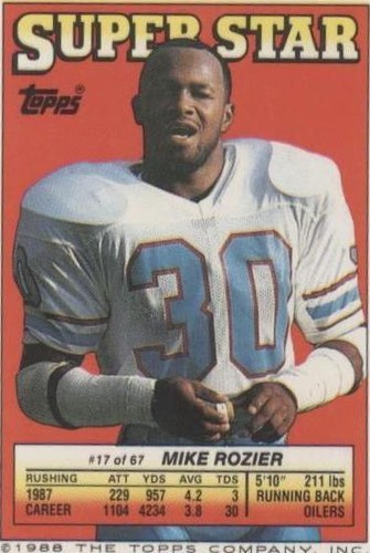 1988 Topps Super Star Sticker Back Cards Bo Jackson Mike Rozier #17