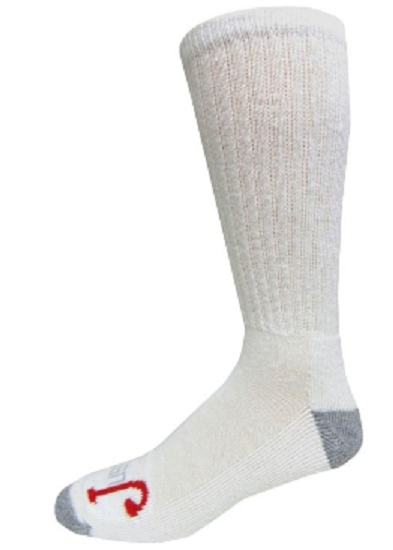 Justin Boots Over-the-Calf Socks, White, Large (men's shoe 9-12), 6 pairs