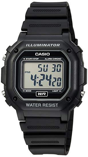 Мужские кварцевые часы Casio Illuminator со сроком службы 7 лет, черная смола, 42,5 мм, часы F108WH-1A