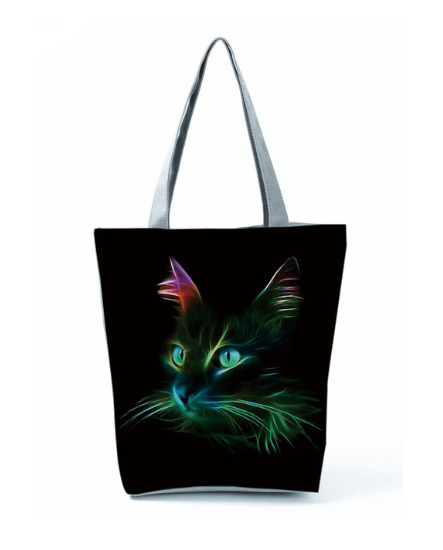Women Canvas Cat Shoulder Tote Handbag Casual Shopping Travel Beach Bag #04