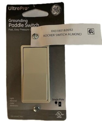 GE Ultra Pro Grounding Paddle Switch Light Almond 15A 120VAC