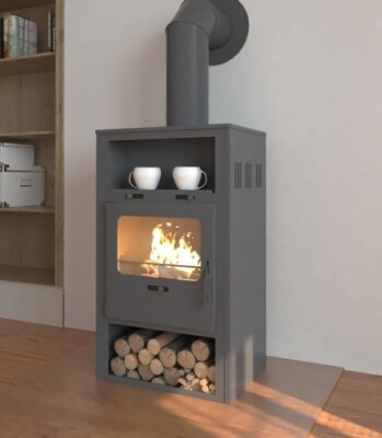 EEK A Kaminofen Indi für Holz+Kohlefeuerung,  6,6kW Kamin Ofen Werkstattofen