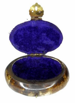 Vintage Camel Bone Decorated Jewelry Trinket Box Brass Inlayed and Velvet Lined