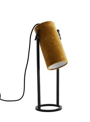 Yellow Table Lamp Modern Iron With Velvet Lampshade by Madam Stoltz