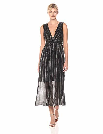 Элегантное шифоновое платье GUESS NWT из фольги ЧЕРНОГО и ЗОЛОТОГО цветов с глубоким V-образным вырезом, размер 6