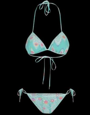 Matthew Williamson Peacock Print Triangle Bikini, NWT, 4, orig $265