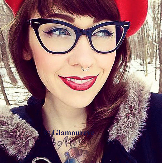 SEXY PinUP Cat Eye BLACK Vintage Style Clear Small Women Eyeglasses Frames 1404