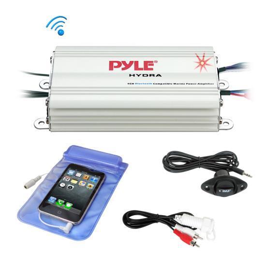 Pyle PLMRMB4CW Bluetooth Marine Amplifier Kit, 4-Ch. Waterpr