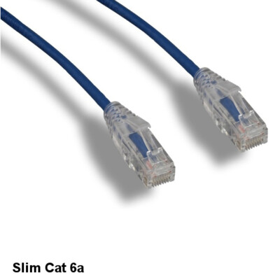 Kentek Blue 15' Slim CAT 6a Cable UTP Patch Snagless 10Gbps 28AWG RJ45 Ethernet