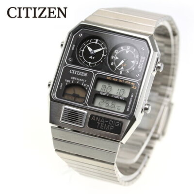 Pre-owned Citizen Ana-digi Temp Jg2101-78e Black Silver Quartz Men Watch In Box F/ship