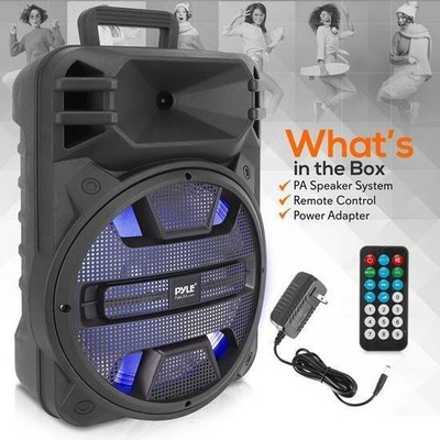Pyle PPHP1243B 12'' Portable Bluetooth PA Speaker System with Latest DJ LED Ligh