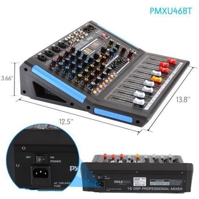 Pyle PMXU46BT Bluetooth 4 Ch. Studio DJ Controller Audio Mixer Console System