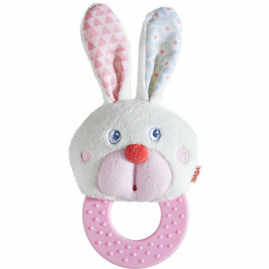 Haba® Greifling Baby Beißring Spielzeug Beißkerl Plüsch Hase Zahnen ab 6 Monate 