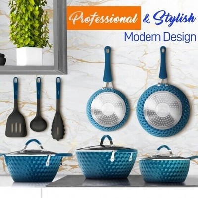 Kitchen Pyle Pan Set with Elegant Diamond-Line Pattern, Non-Stick NCCW11BD