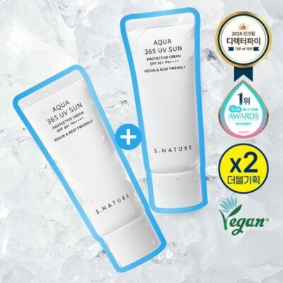 2 PACK S.NATURE Aqua 365 UV Sun Cream 1.35oz / 40ml SPF50+/ PA++++ K-Beauty