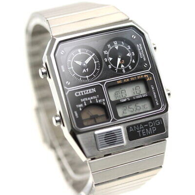 Pre-owned Citizen Ana-digi Temp Jg2101-78e Black Silver Quartz Men Watch In Box F/ship