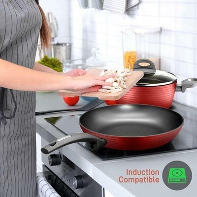 NutriChef 12 Pcs. Kitchenware Pots & Pans Set-Non-Stick Coating, Stylish