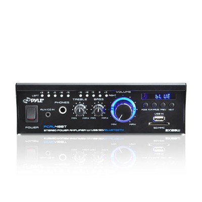 Pyle PCAU48BT 2 x 120W Bluetooth Stereo Power Amplifier USBSD AUX amp Remote