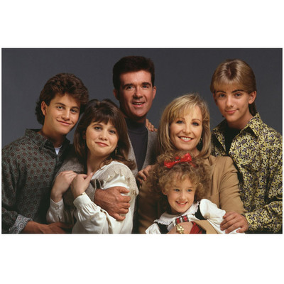 Alan Thicke and Leonardo DiCaprio with cast Growing Pains 8 x 10 Inch Photo