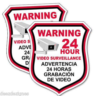 SECURITY CAMERA Video English Spanish Warning Decal Sticker 4inch Multi-pack