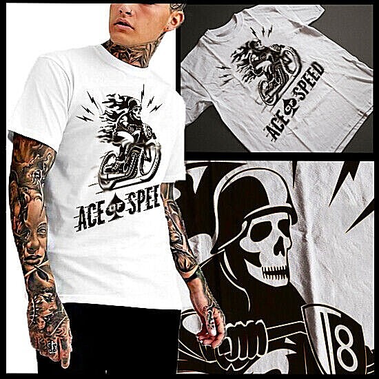 Motorcycle t-shirt racing American motorsport drag racing fire Muscle tee