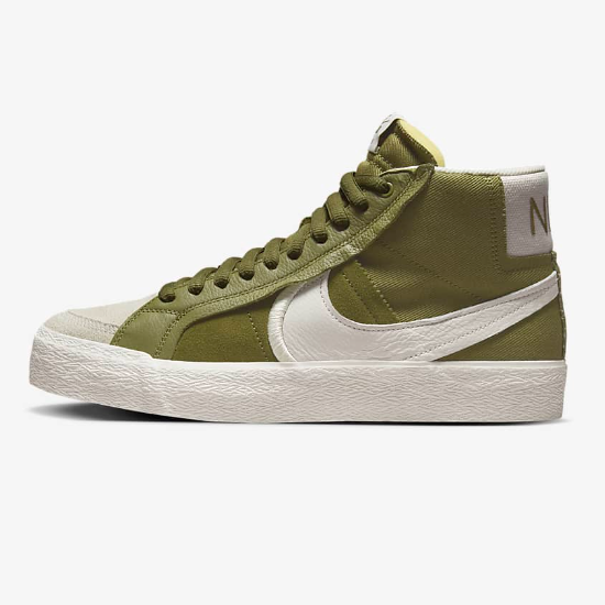 Nike SB Zoom Blazer Mid PRM Oversized Swoosh Shoes Olive Green (DR9144-300)