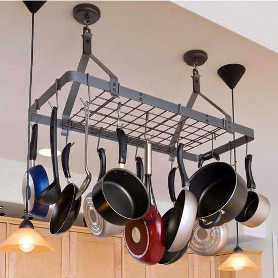 Pots and Pans Hanger Organizer Ceiling Mounted Hanging Rack ... - Pots and Pans Hanger Kitchen Storage Organizer Ceiling Mounted Hanging Pot  Rack