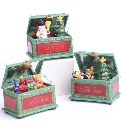 Factory Direct Craft Christmas Toy Chest Ornament | 24 Pieces
