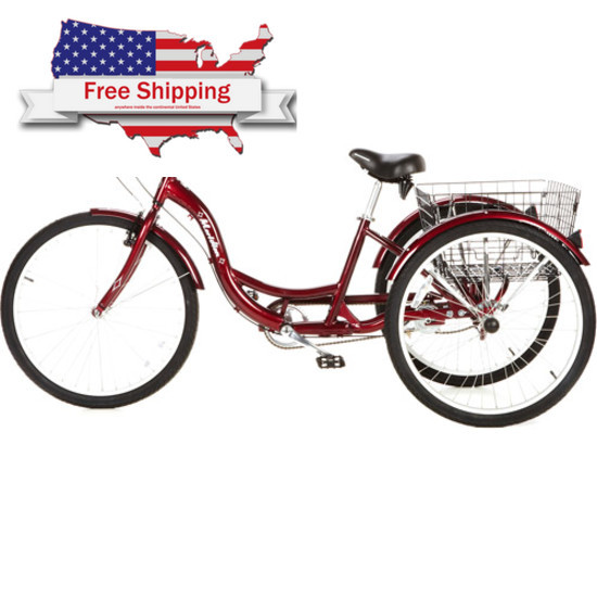 Adult Tricycle "26" Schwinn Meridian,Cycling Comfort 3 wheel Basket Cherry