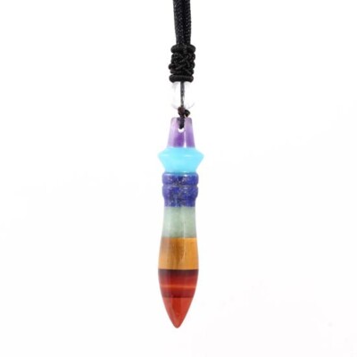 Natural Healing Crystal Quartz Stone Pharaoh Scepter Pendulum Pendant Necklace