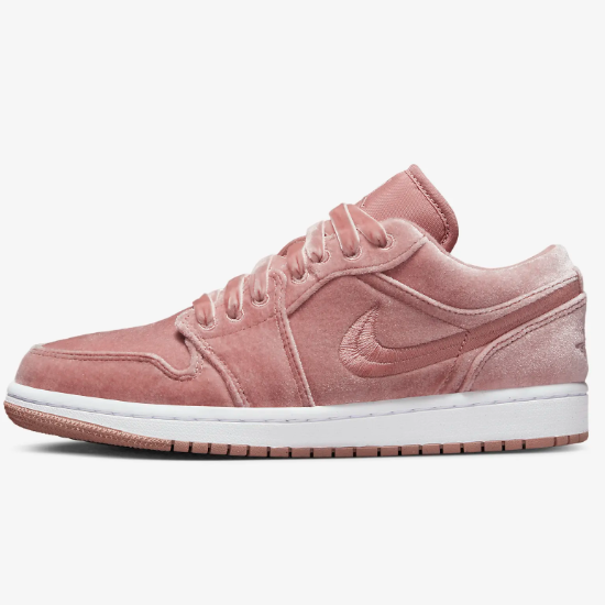 Женские бархатные кроссовки Nike Air Jordan 1 Low SE «Rust Pink» (DQ8396-600)