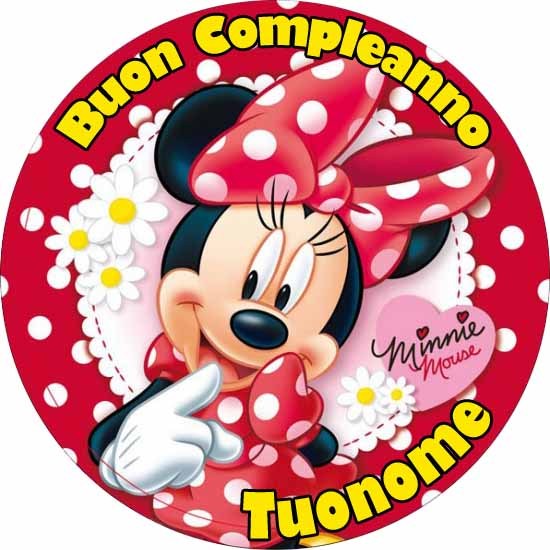 Cialda MINNIE TOPOLINO DISNEY Decorazione Torta Ostia o Zucchero Personalizzata