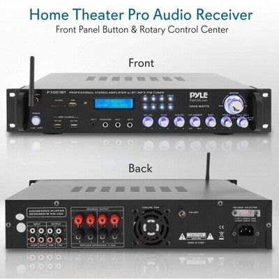 Pyle Bluetooth 3000W 2-Ch Hybrid Pre-Amplifier w/ USB/SD/AUX/AM/FM Radio P3001BT