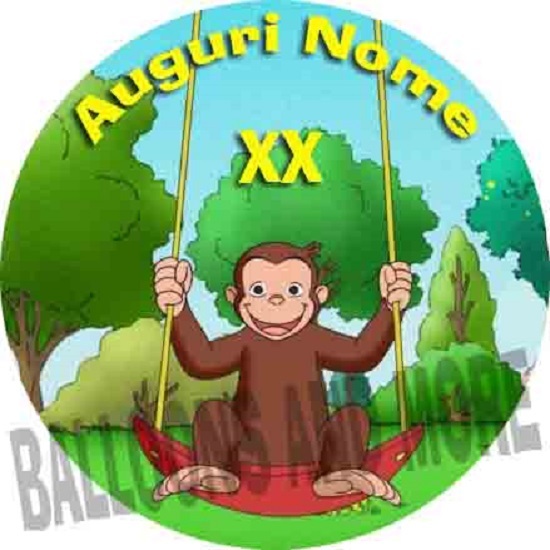 Cialda SCIMMIA Scimmietta Decorazione Torta Ostia o Zucchero 2 Palloni e palloncini