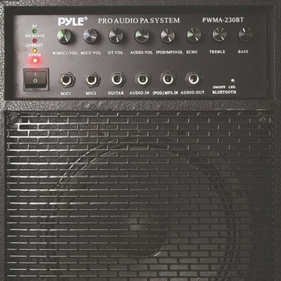 Pyle Bluetooth Wireless & Portable PA with Mic - Black PWMA230BT