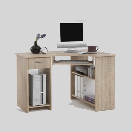 Felix Home Office Wooden Corner Computer Desk In Oak In