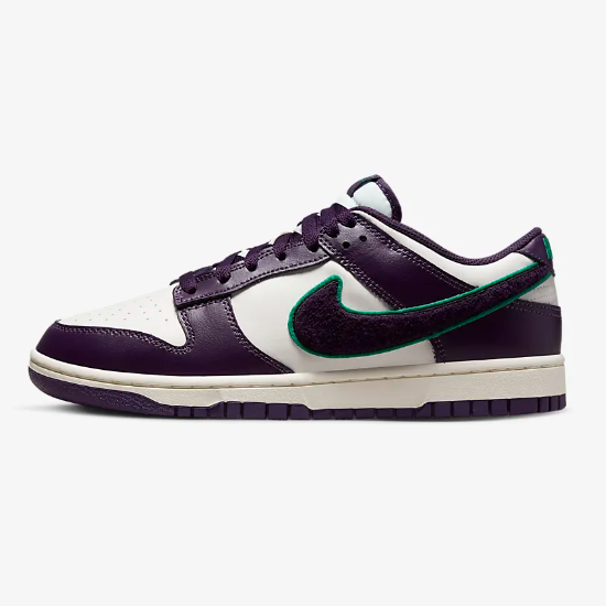 

Nike Dunk Low Retro Chenille Swoosh Shoes Grand Purple (DQ7683-100), Фиолетовый, Nike Dunk Retro Low