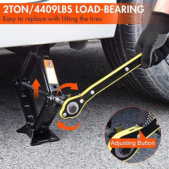 2Ton Scissor Jack Kit Car Heavy Duty Garage Tire Wheel Lug Wrench Tire Changing