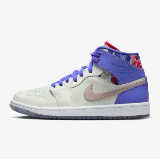 

Женские кроссовки Nike Air Jordan 1 Mid с цветочным принтом (FD4331-121) Expeditedship, Белый, Nike Women's Air Jordan 1 Mid