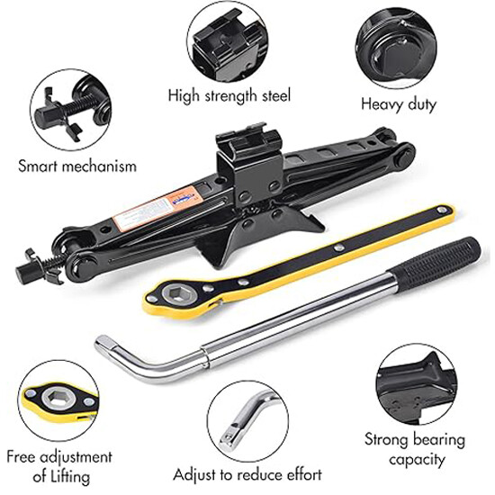 2Ton Scissor Jack Kit Car Heavy Duty Garage Tire Wheel Lug Wrench Tire Changing