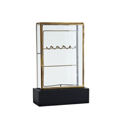 Jewellery Glass Box With Wooden Base by Madam Stoltz NOT PERFECT