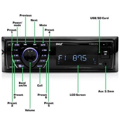 Pyle Bluetooth Marine Receiver Stereo MP3/USB/SD Readers, AM/FM Radio PLRMR27BTB