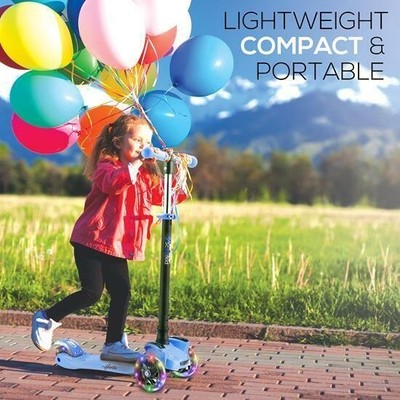 Hurtle HURFS56 3 Wheeled Scooter for Kids - 2-in-1 Sit/Stand, Adjustable Height