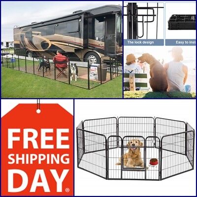 BEST Dog Kennel Outdoor Pet Playpen Cat Rabbit Cage 8 Panels Enclosure Fences