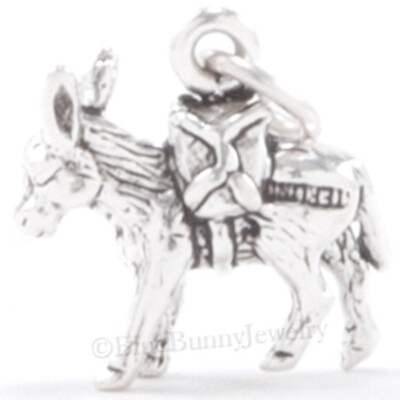 PACK MULE Charm Pendant Donkey Travel burro Hiking STERLING SILVER 3D 925 .925
