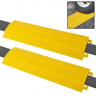 Pyle 2 Piece Extra Wide Cable Protective Cover Ramp (Pair) - Yellow PCBLCO22X2