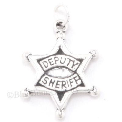 Sterling Silver DEPUTY SHERIFF Charm Star Badge Pendant .925 925